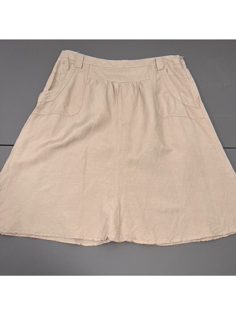 Sandro Skirt Womens 16 Beige Khaki Linen Blend Unlined Woven